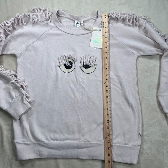 Noe &Zoe Berlin Size Small Rose Pink Eyelash Mini Me Oversized Fringe Sweatshirt - Picture 6 of 9